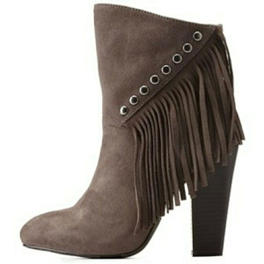 ✧ Charlotte Russe Vegan Suede Jenna ‘Greige’ Bootie ✧
